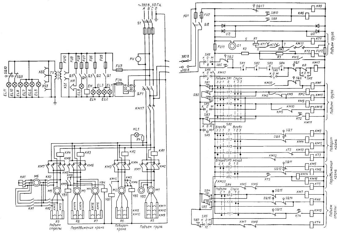 Электрическая схема башенного крана кб 406